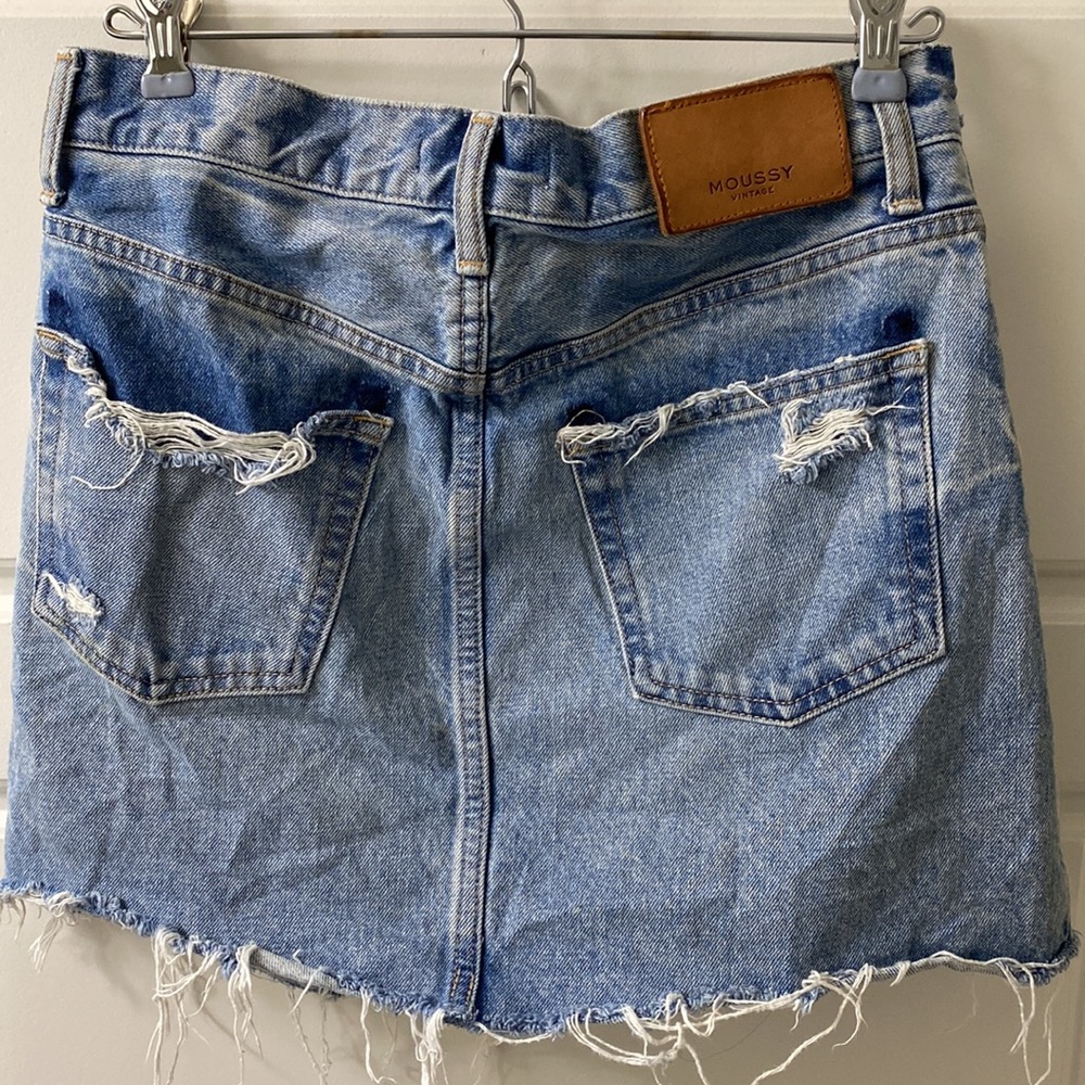 Moussy Vintage button fly Distressed Denim Jean Skirt Japanese made Size XS 26